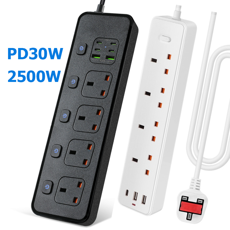 Power Strip Flat - Электрическая розетка с удлинителем, Великобритания, MY