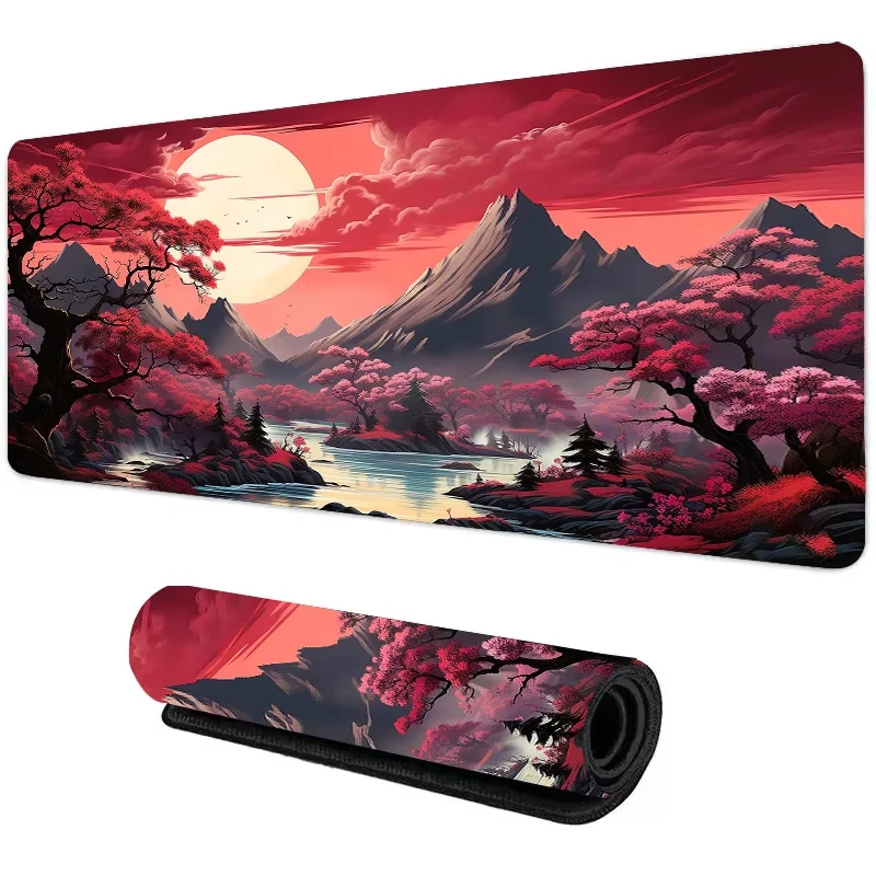 Desk Setup Nature - Силиконовый игровой коврик для мыши Sunset