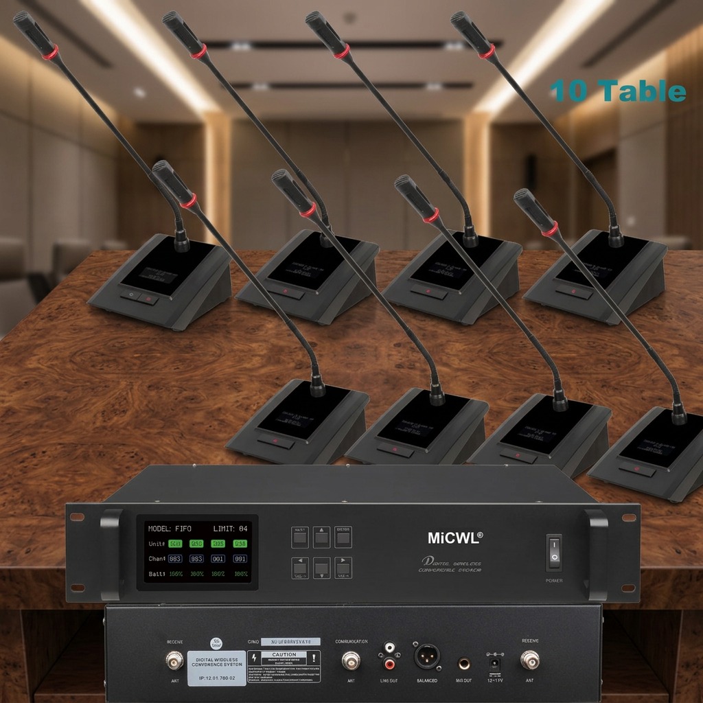 Desk Setup With Mic - Цифровая беспроводная конференц-система MiCWL с микрофонами