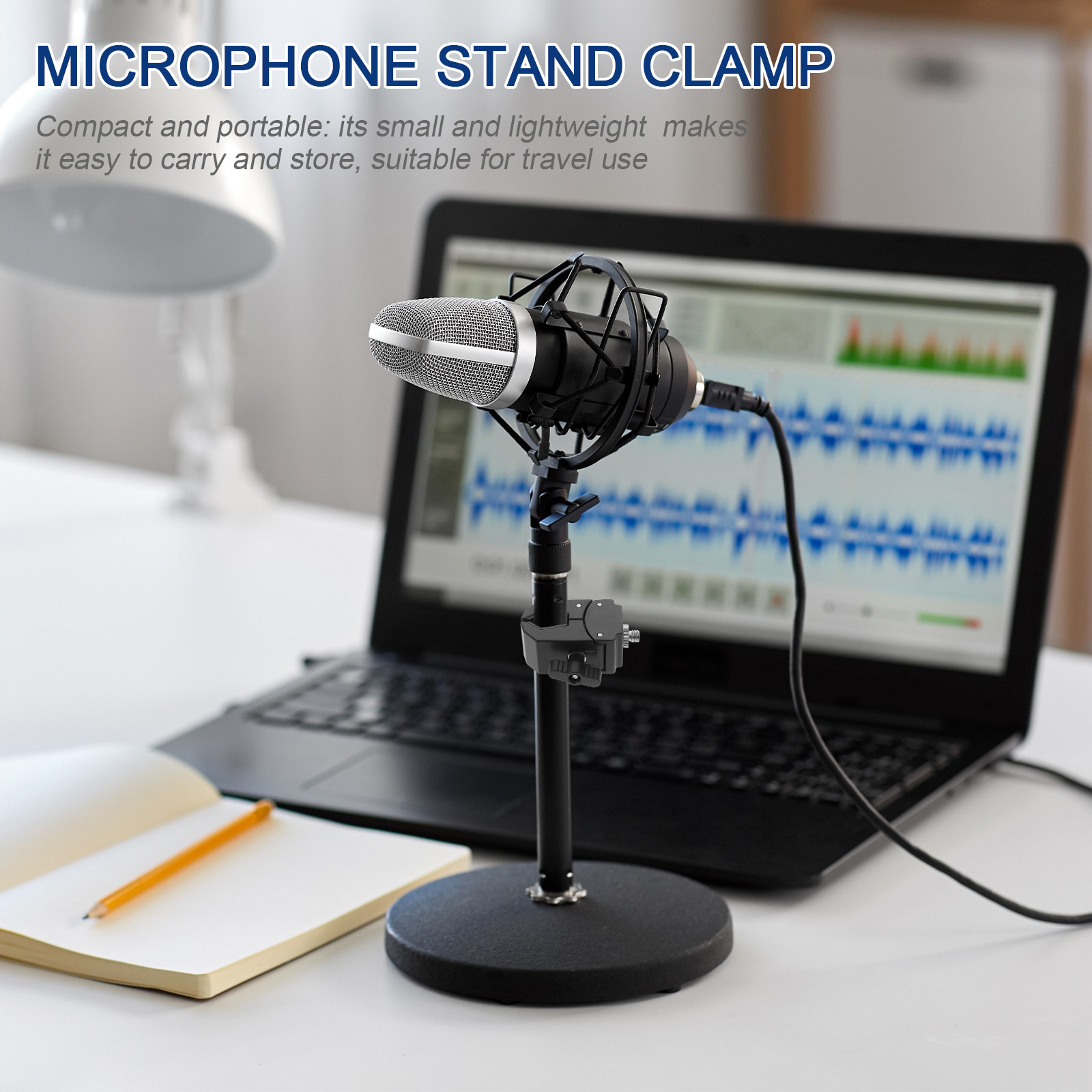 Desk Setup With Mic - Усиленный металлический зажим-адаптер для микрофонной стойки,