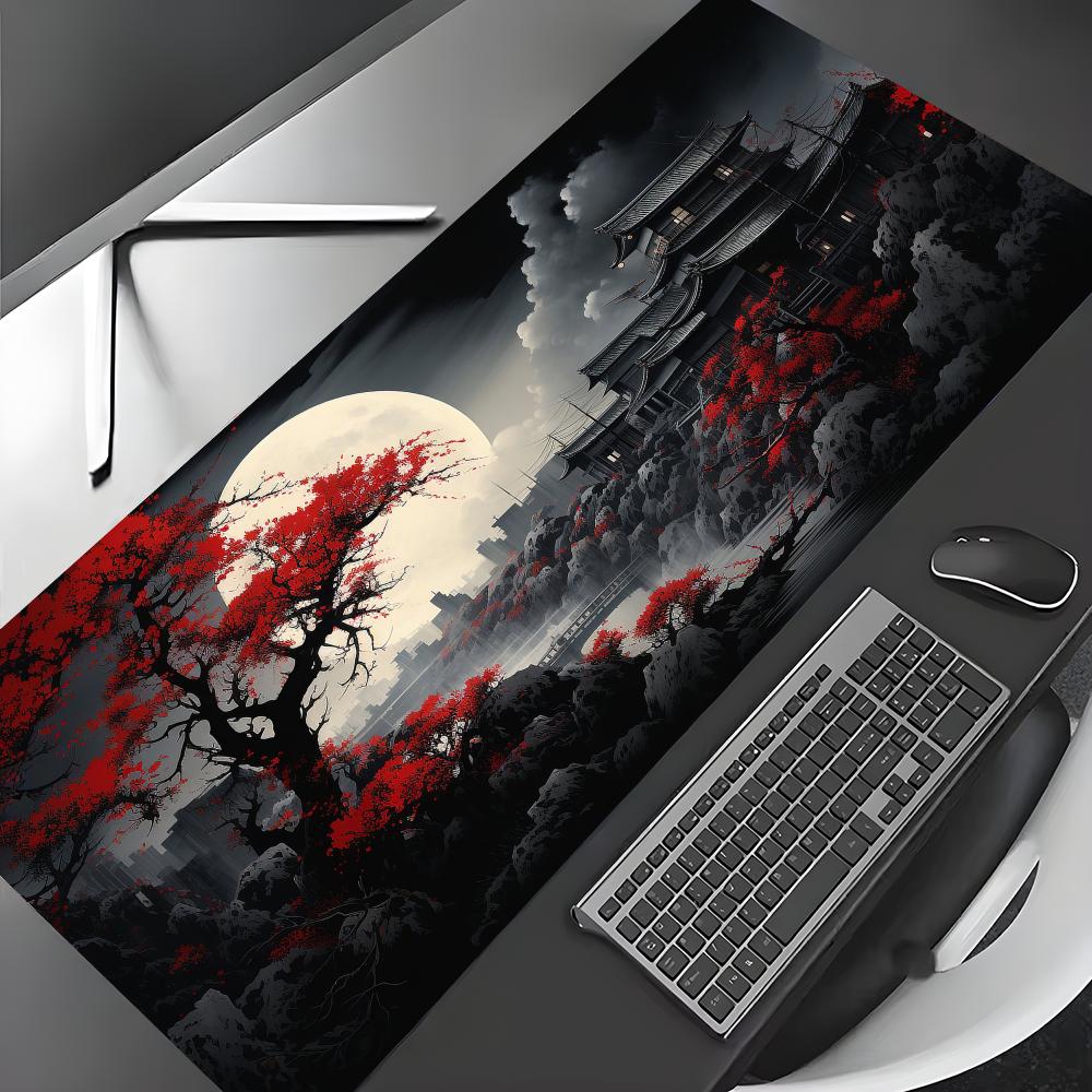 Desk Setup Red - Красно-черный коврик для мыши с художественными